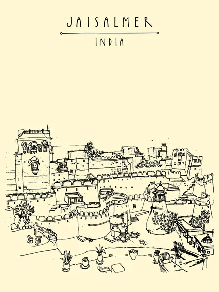 El fuerte de Jaisalmer y la ciudad — Archivo Imágenes Vectoriales