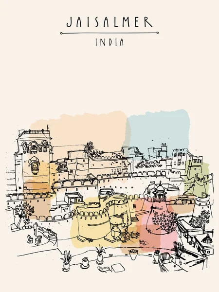 Forte Jaisalmer e la città — Vettoriale Stock