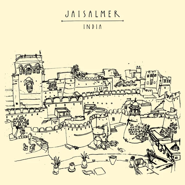 Jaisalmer fort and the city — Stock Vector