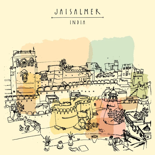 Jaisalmer fort and the city — 스톡 벡터