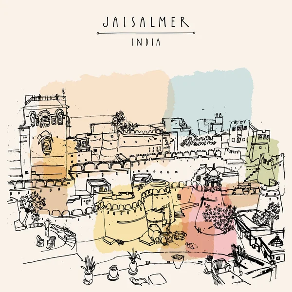 Jaisalmer fort and the city — Wektor stockowy