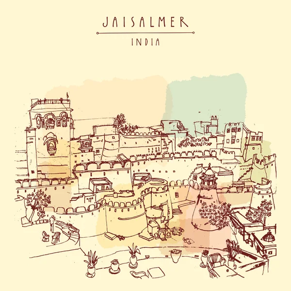 Jaisalmer fort and the city — 스톡 벡터
