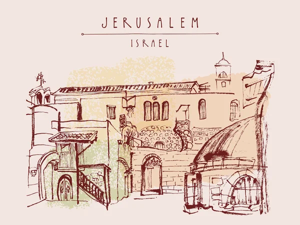 イスラエル、エルサレム旧市街のスカイライン — ストックベクタ