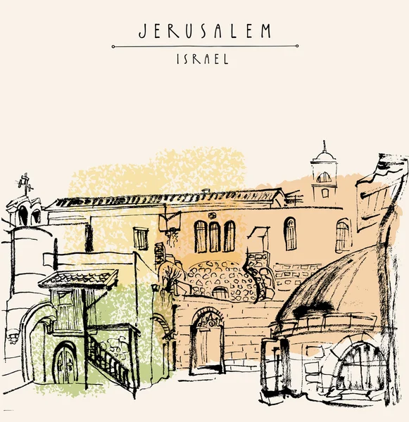 Jeruzalém, Izrael staré městské panorama — Stockový vektor