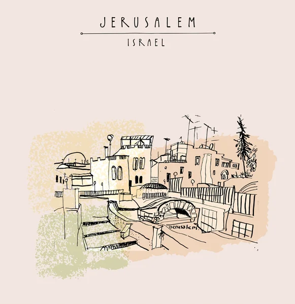 Jerusalén, ciudad vieja de Israel skyline — Archivo Imágenes Vectoriales