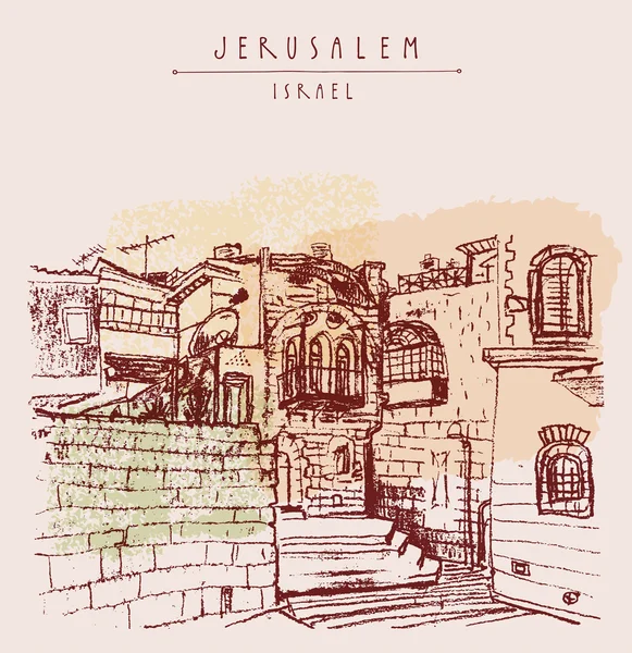 Jerusalén, ciudad vieja de Israel skyline — Vector de stock