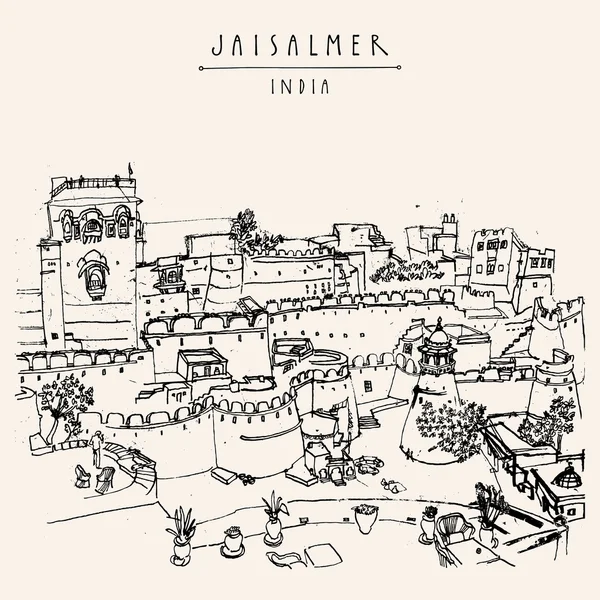 Jaisalmer fort képeslap — Stock Vector