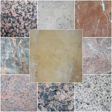 Mermer resim kolaj farklı dokular ile.