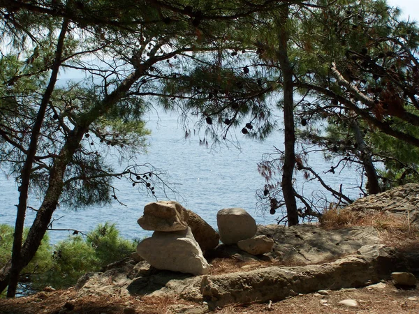 Βραχώδη Κροατική ακτή με τα κρυστάλλινα νερά της θάλασσας — Φωτογραφία Αρχείου