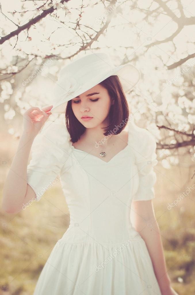 beautiful girl white dress