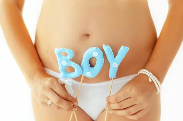 Ciąży, brzuch, chłopiec — Zdjęcie stockowe
