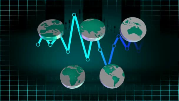 Mundo - Iconos - Gráficos - Turquesa 02 — Vídeo de stock