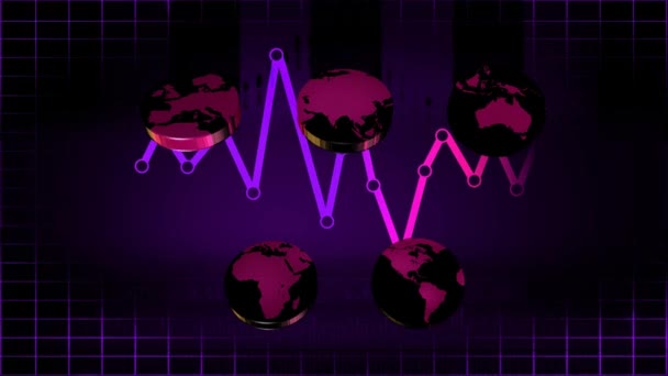 Mundo - Ícones - Gráficos - Roxo 02 — Vídeo de Stock