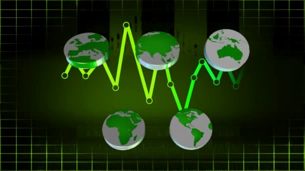 Mundo - Iconos - Gráficos - Verde 02 — Vídeos de Stock