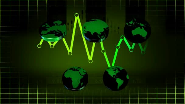 Mundo - Iconos - Gráficos - Verde 01 — Vídeo de stock