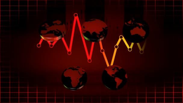 Mundo - Ícones - Gráficos - Vermelho 01 — Vídeo de Stock