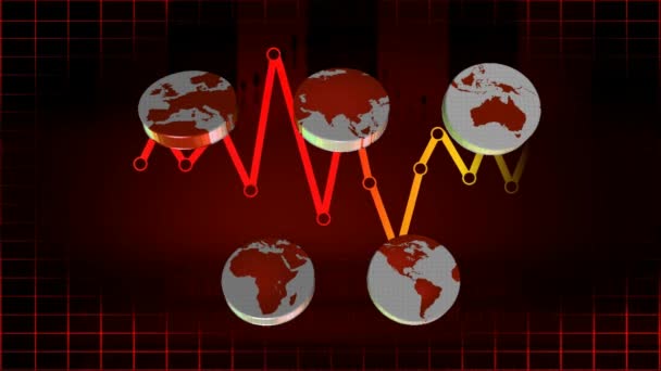 Mundo - Ícones - Gráficos - Vermelho 02 — Vídeo de Stock