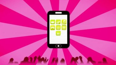 Smartphone - kalabalık - dijital arabirimi - pembe