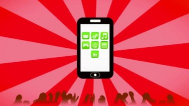 Smartphone - kalabalık - dijital arabirimi - kırmızı