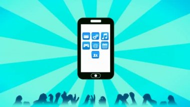 Smartphone - kalabalık - dijital arabirimi - turkuaz