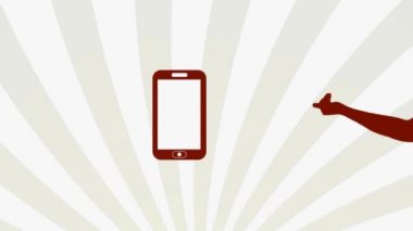 Kırmızı Smartphone - Sunburst - el hareket 001