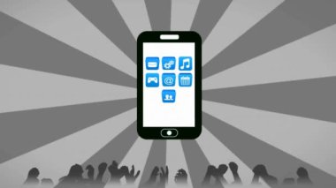 Smartphone - kalabalık - dijital arabirimi - gri