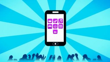 Smartphone - kalabalık - dijital arabirimi - mavi