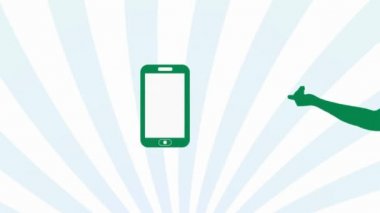Yeşil Smartphone - Sunburst - el hareket 001