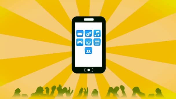 Smartphone - dav - digitální rozhraní - žlutá — Stock video