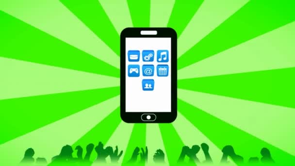 Smartphone - Foule - Interface numérique - Vert — Video