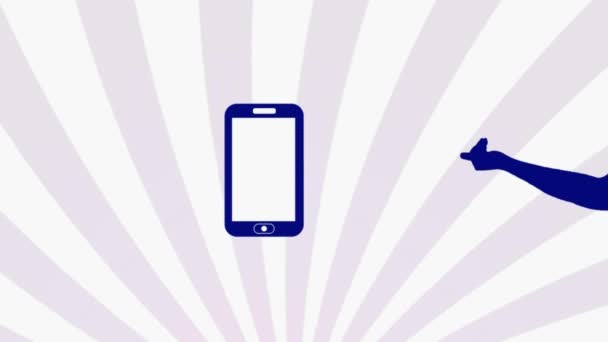Ciemny niebieski Smartphone - Sunburst - ruch ręka 001 — Wideo stockowe