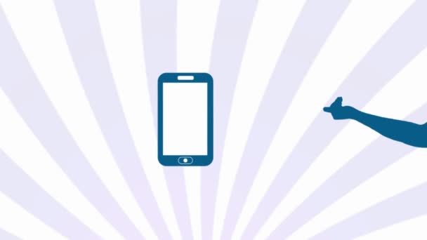 Smartphone azul - Sunburst - movimiento de la mano 001 — Vídeos de Stock