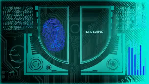 Fingerprint Scanner - Program - Turquoise — Stock Video