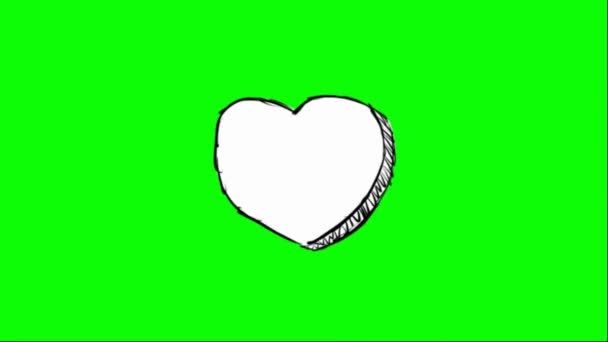 Dibujado a mano - Corazón - Animado 01 — Vídeo de stock