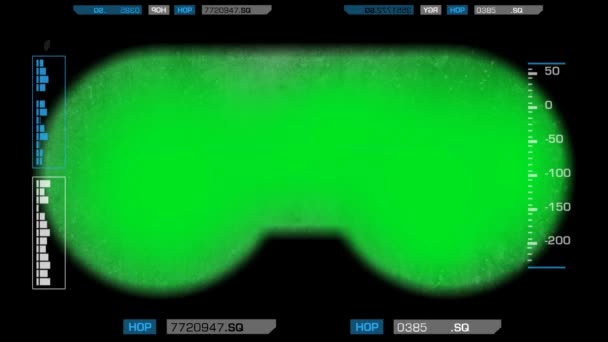 Ponto de vista binocular - Sujo - Tela verde - Azul 01 — Vídeo de Stock