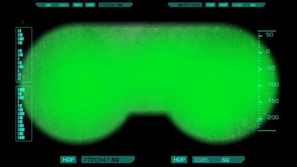 Бінокулярний точки зору - брудно - зелений екран - синій 02 — стокове відео