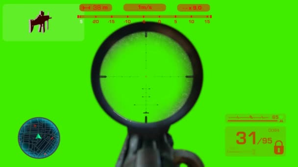 Sniper - First Person Shooter - röd — Stockvideo