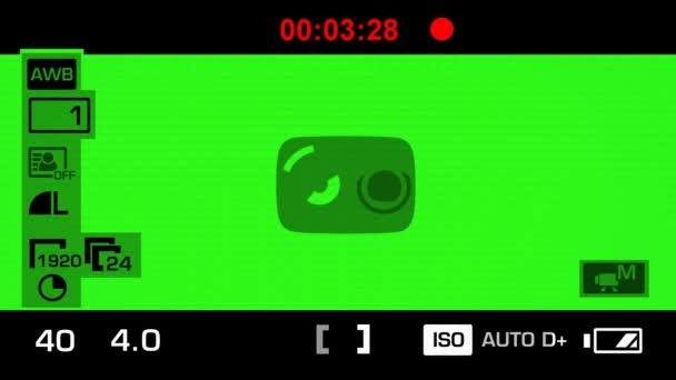 Grabación de la cámara - Pantalla verde - Gráficos - Negro — Vídeo de stock
