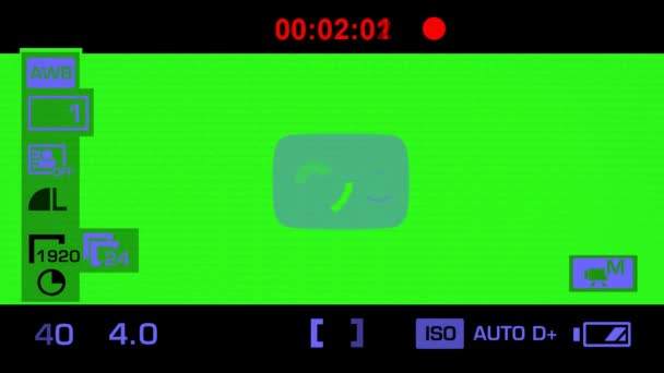 Запис камери - зелений екран - графіка - синій — стокове відео