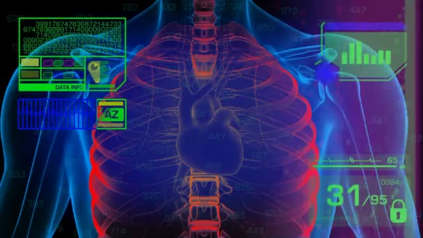 Akciğerler analiz - grafik - yeşil — Stok video