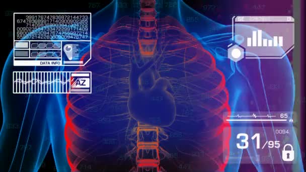 Análisis de pulmones - Gráficos - Blanco — Vídeo de stock