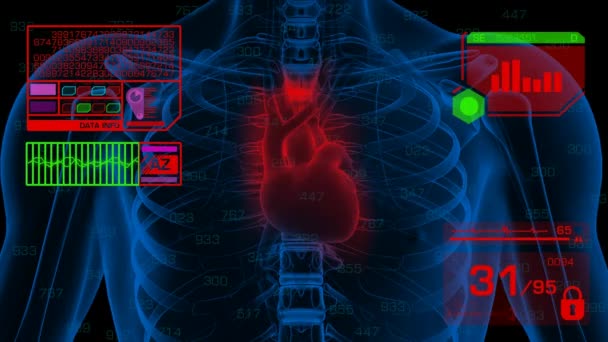 Heart Analysis - Graphics - Red — Stock Video