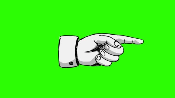 Vinger wijzen - Hand Drawn - groen scherm — Stockvideo