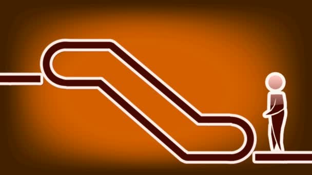 Символ эскалатора - анимация - оранжевый — стоковое видео