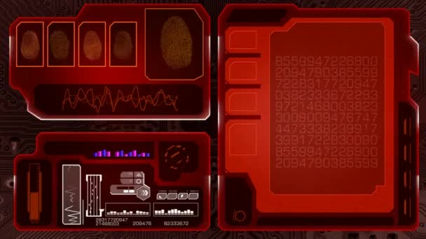 Fingerprints - Scanning - Information - Red — Stock Video