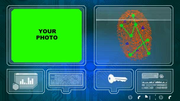 Отпечатки пальцев - ID сканирование - синий — стоковое видео