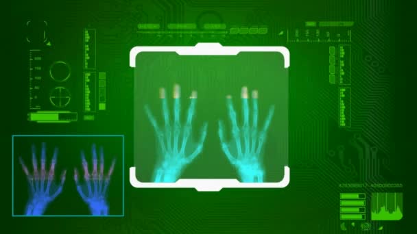 Отсканированные руки - Цифровой интерфейс - зеленый
