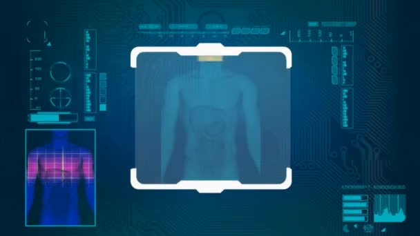 Digestion Scanned - Digital Interface - Blue — Stock Video