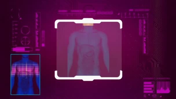 Сканирование пищеварения - Цифровой интерфейс - розовый — стоковое видео