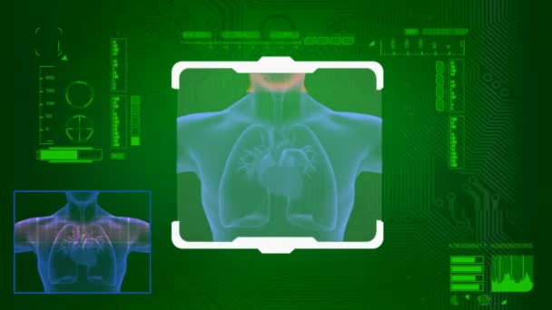 Heart Scanned Digital Interface green — Stok Video